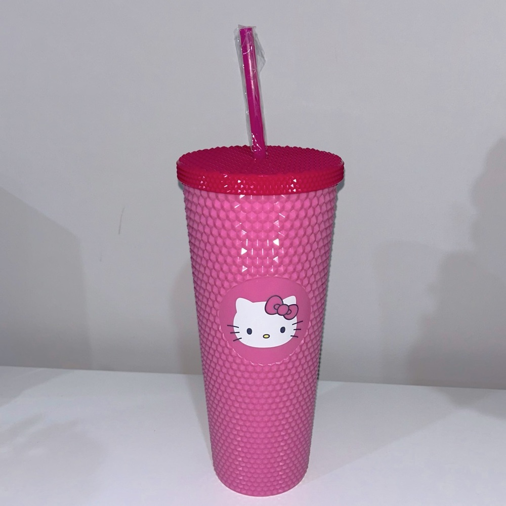 Viral Hello Kitty Pink Studded Tumbler Cup with Straw